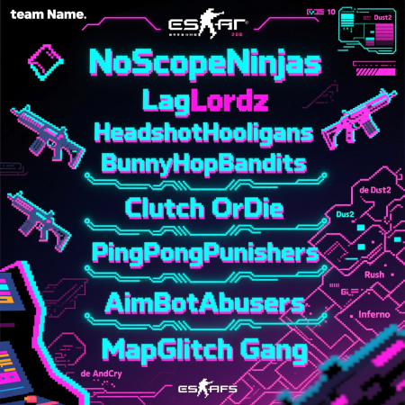 1000+ Funny gaming team names for csgo 2025: Cool, Pro & Hilarious Ideas 4 Funny gaming team names for csgo